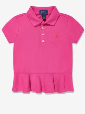 Polo Ralph Lauren Baby Girls Infant Toddler Hot Pink Peplum Polo Shirt Top 4T
